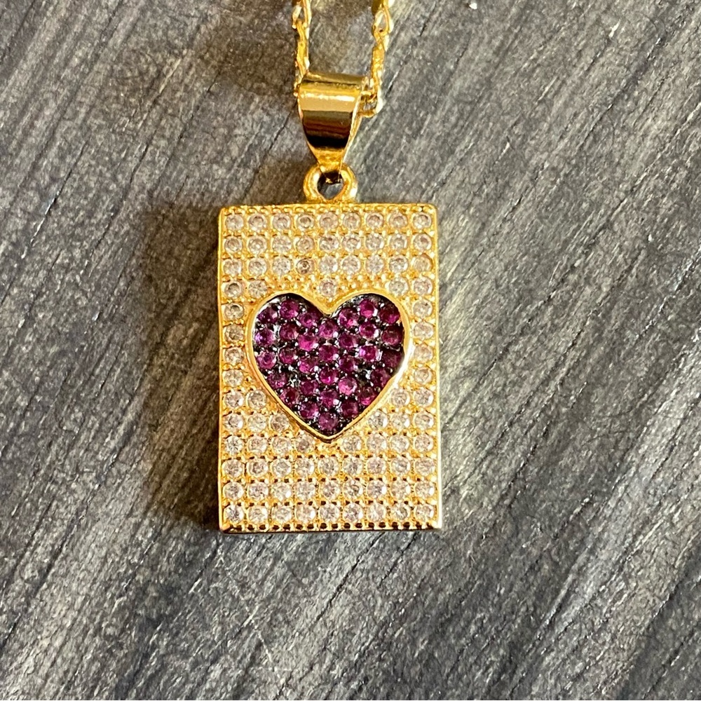 Gemelli Purple Inlaid Heart Necklace